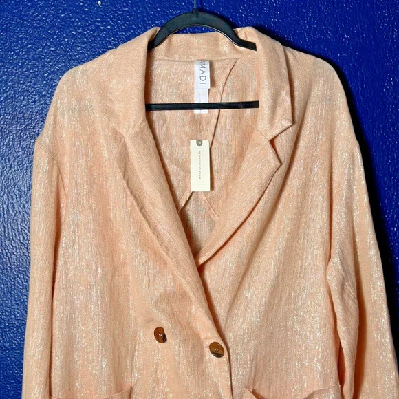 Anthropologie Amadi Kaye Blazer Suit Kaye Pink Oversized Double Breast L - Picture 5 of 13